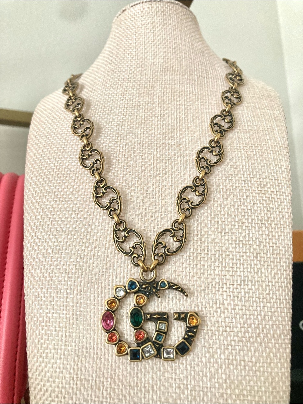 Gold-Tone Multicolor Gemstone Pendant Necklace